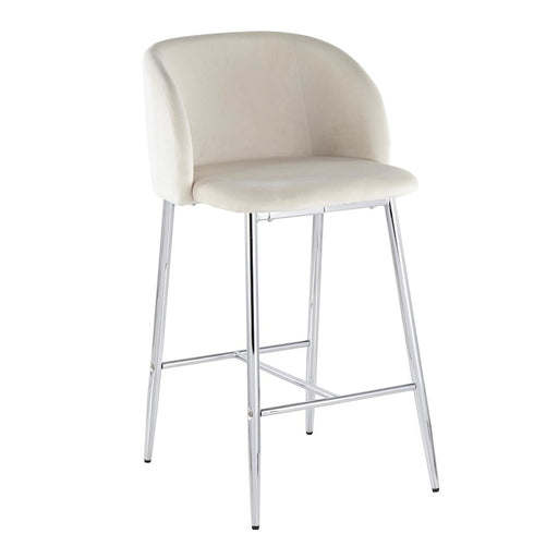 LumiSource Fran Counter Stool, Set of 2 in Chrome/Cream Velvet
