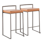 LumiSource Fuji Stacker Counter Stool, Set of 2, Antique/Camel - B26-FUJIANCAM2
