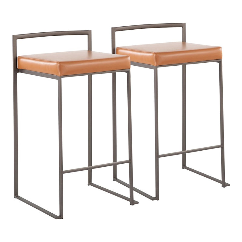 LumiSource Fuji Stacker Counter Stool, Set of 2, Antique/Camel - B26-FUJIANCAM2