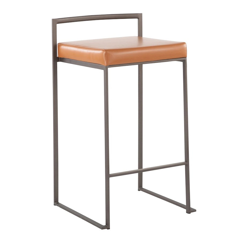 LumiSource Fuji Stacker Counter Stool, Set of 2, Antique/Camel