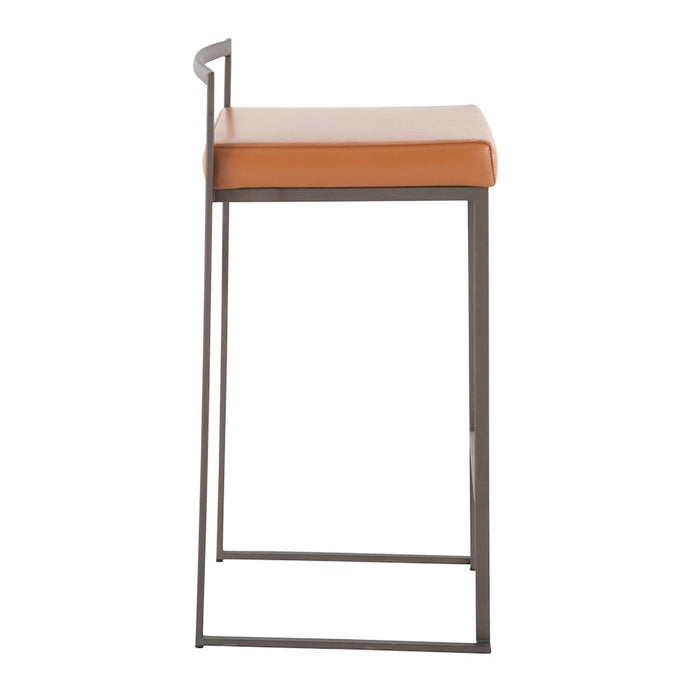 LumiSource Fuji Stacker Counter Stool, Set of 2, Antique/Camel