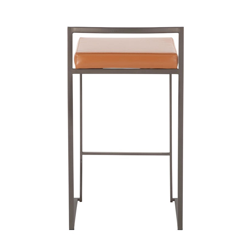 LumiSource Fuji Stacker Counter Stool, Set of 2, Antique/Camel