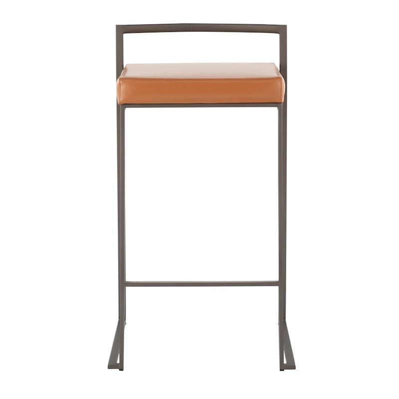LumiSource Fuji Stacker Counter Stool, Set of 2, Antique/Camel