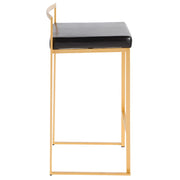 LumiSource Fuji Counter Stool Set of 2 | Glam Gold Metal & Black PU Leather | Kitchen Island & Entertaining Seating | Model B26-FUJIAU-BK2