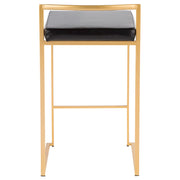 LumiSource Fuji Counter Stool Set of 2 | Glam Gold Metal & Black PU Leather | Kitchen Island & Entertaining Seating | Model B26-FUJIAU-BK2