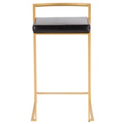 LumiSource Fuji Counter Stool Set of 2 | Glam Gold Metal & Black PU Leather | Kitchen Island & Entertaining Seating | Model B26-FUJIAU-BK2