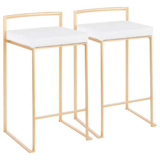 LumiSource Fuji Counter Stool Set of 2 | Glam Gold Metal and White Velvet | Kitchen Island & Dining Bar Seating | Model B26-FUJIAU-VW2