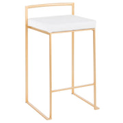 LumiSource Fuji Counter Stool Set of 2 | Glam Gold Metal and White Velvet | Kitchen Island & Dining Bar Seating | Model B26-FUJIAU-VW2