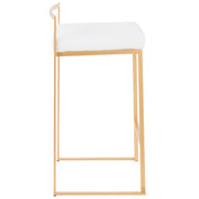LumiSource Fuji Counter Stool Set of 2 | Glam Gold Metal and White Velvet | Kitchen Island & Dining Bar Seating | Model B26-FUJIAU-VW2
