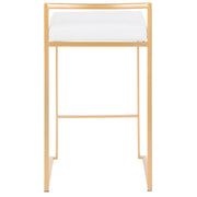 LumiSource Fuji Counter Stool Set of 2 | Glam Gold Metal and White Velvet | Kitchen Island & Dining Bar Seating | Model B26-FUJIAU-VW2