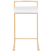 LumiSource Fuji Counter Stool Set of 2 | Glam Gold Metal and White Velvet | Kitchen Island & Dining Bar Seating | Model B26-FUJIAU-VW2