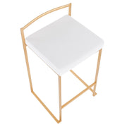 LumiSource Fuji Counter Stool Set of 2 | Glam Gold Metal and White Velvet | Kitchen Island & Dining Bar Seating | Model B26-FUJIAU-VW2