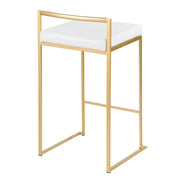 LumiSource Fuji Counter Stool Set of 2 | Glam Gold Metal and White Faux Leather | Kitchen Island & Dining Bar Seating | Model B26-FUJIAU-W2