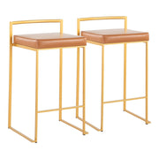 LumiSource Fuji Stacker Counter Stool, Set of 2, Gold/Camel - B26-FUJIAUCAM2