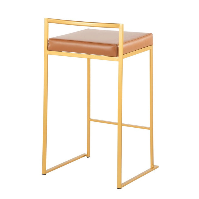 LumiSource Fuji Stacker Counter Stool, Set of 2, Gold/Camel