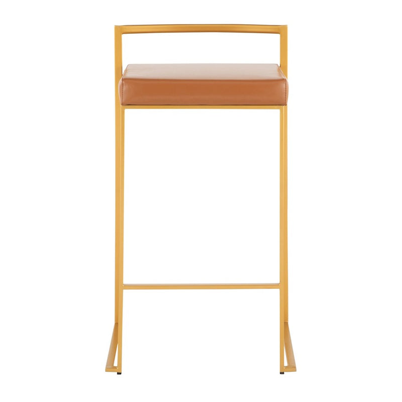 LumiSource Fuji Stacker Counter Stool, Set of 2, Gold/Camel