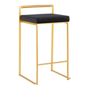 LumiSource Fuji Counter Stool Set of 2 | Glam Gold Metal and Black Velvet | Kitchen Island & Dining Bar Seating | Model B26-FUJIAUVBK2