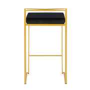 LumiSource Fuji Counter Stool Set of 2 | Glam Gold Metal and Black Velvet | Kitchen Island & Dining Bar Seating | Model B26-FUJIAUVBK2