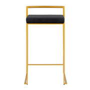 LumiSource Fuji Counter Stool Set of 2 | Glam Gold Metal and Black Velvet | Kitchen Island & Dining Bar Seating | Model B26-FUJIAUVBK2