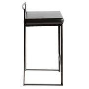 LumiSource Fuji Stackable Counter Stool Set of 2 | Contemporary Black Metal & PU Leather | Kitchen Island & Bar Seating | Model B26-FUJIBK-BK2