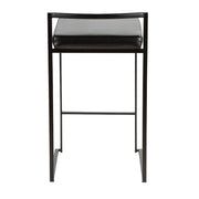LumiSource Fuji Stackable Counter Stool Set of 2 | Contemporary Black Metal & PU Leather | Kitchen Island & Bar Seating | Model B26-FUJIBK-BK2