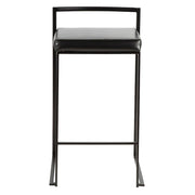 LumiSource Fuji Stackable Counter Stool Set of 2 | Contemporary Black Metal & PU Leather | Kitchen Island & Bar Seating | Model B26-FUJIBK-BK2