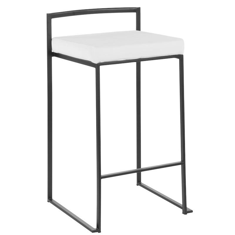 LumiSource Fuji Stackable Counter Stool Set of 2 | Contemporary Black Metal and White Velvet | Kitchen Island & Dining Counter | Model B26-FUJIBK-VW2