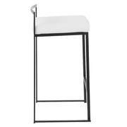 LumiSource Fuji Stackable Counter Stool Set of 2 | Contemporary Black Metal and White Velvet | Kitchen Island & Dining Counter | Model B26-FUJIBK-VW2