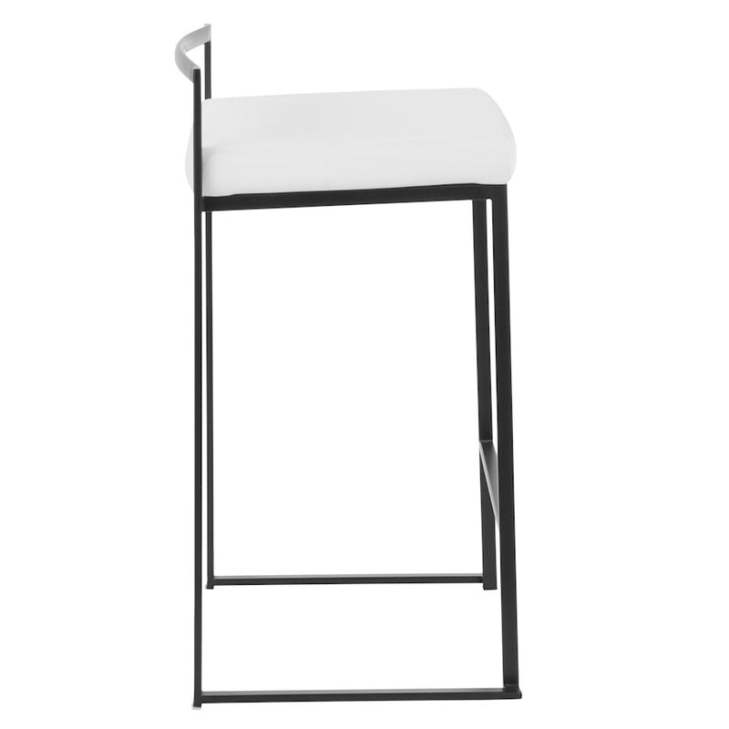 LumiSource Fuji Stackable Counter Stool Set of 2 | Contemporary Black Metal and White Velvet | Kitchen Island & Dining Counter | Model B26-FUJIBK-VW2