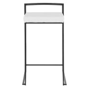 LumiSource Fuji Stackable Counter Stool Set of 2 | Contemporary Black Metal and White Velvet | Kitchen Island & Dining Counter | Model B26-FUJIBK-VW2