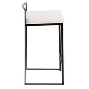 LumiSource Fuji Stackable Counter Stool Set of 2 | Contemporary Black Metal and White PU Leather | Kitchen Island & Dining | Model B26-FUJIBK-W2