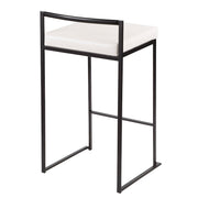 LumiSource Fuji Stackable Counter Stool Set of 2 | Contemporary Black Metal and White PU Leather | Kitchen Island & Dining | Model B26-FUJIBK-W2