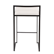 LumiSource Fuji Stackable Counter Stool Set of 2 | Contemporary Black Metal and White PU Leather | Kitchen Island & Dining | Model B26-FUJIBK-W2