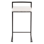 LumiSource Fuji Stackable Counter Stool Set of 2 | Contemporary Black Metal and White PU Leather | Kitchen Island & Dining | Model B26-FUJIBK-W2