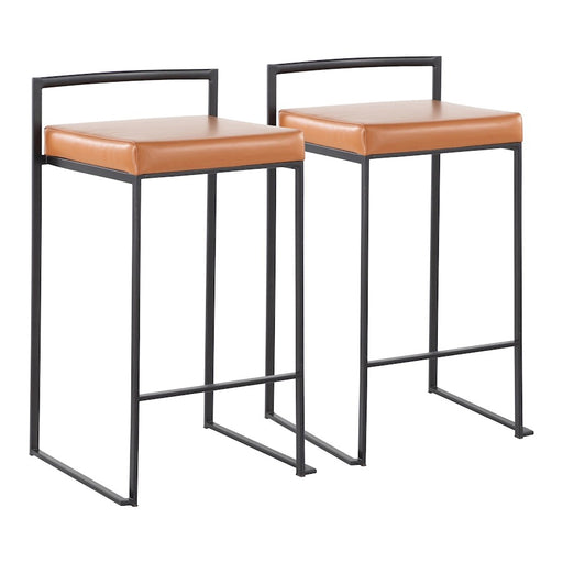 LumiSource Fuji Stacker Counter Stool, Set of 2, Black/Camel - B26-FUJIBKCAM2