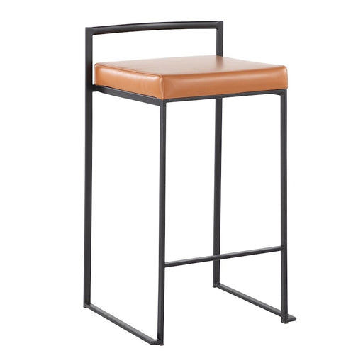 LumiSource Fuji Stacker Counter Stool, Set of 2, Black/Camel
