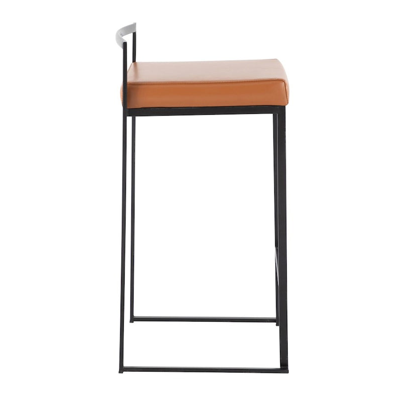LumiSource Fuji Stacker Counter Stool, Set of 2, Black/Camel