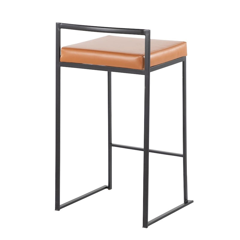LumiSource Fuji Stacker Counter Stool, Set of 2, Black/Camel