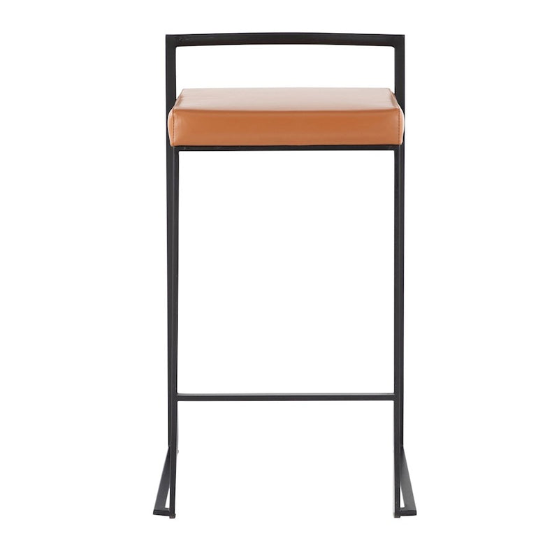 LumiSource Fuji Stacker Counter Stool, Set of 2, Black/Camel