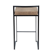 LumiSource Fuji 16in Stackable Counter Stool Set/2 | Contemporary Black Steel and Brown Cowboy Fabric | Kitchen Island | Model B26-FUJIBKFBN2