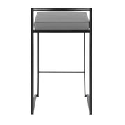 LumiSource Fuji 16in Stackable Counter Stool Set/2 | Contemporary Black Steel and Grey PU Leather | Kitchen Island & Dining | Model B26-FUJIBKGY2