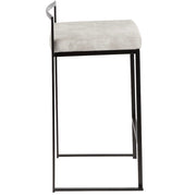 LumiSource Fuji Counter Stool Set of 2 | Contemporary Black Metal and Grey Cowboy Fabric | Kitchen Island & Dining Counter | Model B26-FUJIBKLGY2