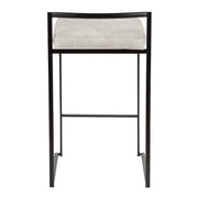 LumiSource Fuji Counter Stool Set of 2 | Contemporary Black Metal and Grey Cowboy Fabric | Kitchen Island & Dining Counter | Model B26-FUJIBKLGY2