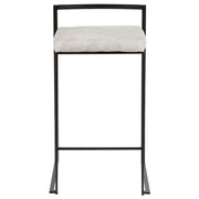 LumiSource Fuji Counter Stool Set of 2 | Contemporary Black Metal and Grey Cowboy Fabric | Kitchen Island & Dining Counter | Model B26-FUJIBKLGY2