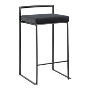 LumiSource Fuji Stackable Counter Stool Set of 2 | Contemporary Black Metal and Black Velvet | Kitchen Island & Dining Counter | Model B26-FUJIBKVBK2