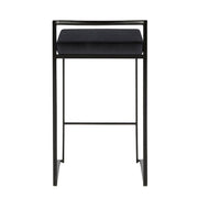 LumiSource Fuji Stackable Counter Stool Set of 2 | Contemporary Black Metal and Black Velvet | Kitchen Island & Dining Counter | Model B26-FUJIBKVBK2