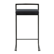 LumiSource Fuji Stackable Counter Stool Set of 2 | Contemporary Black Metal and Black Velvet | Kitchen Island & Dining Counter | Model B26-FUJIBKVBK2