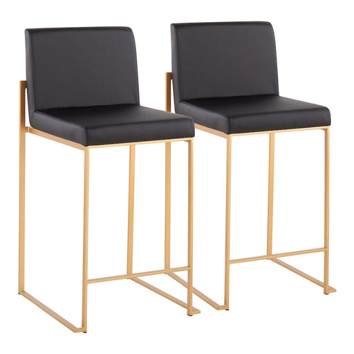LumiSource Fuji High Back Counter Stool, Set of 2, Gold/Black - B26-FUJIHBAUBK2
