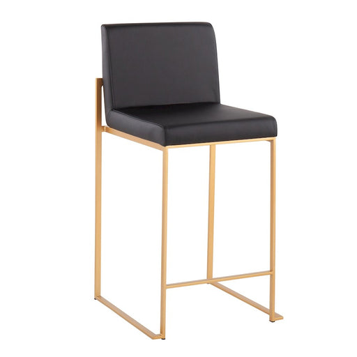 LumiSource Fuji High Back Counter Stool, Set of 2, Gold/Black