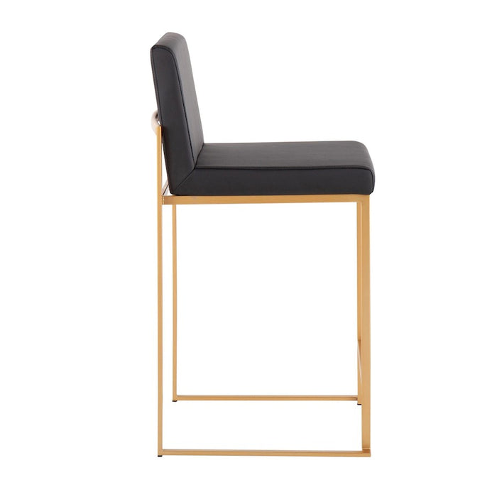 LumiSource Fuji High Back Counter Stool, Set of 2, Gold/Black